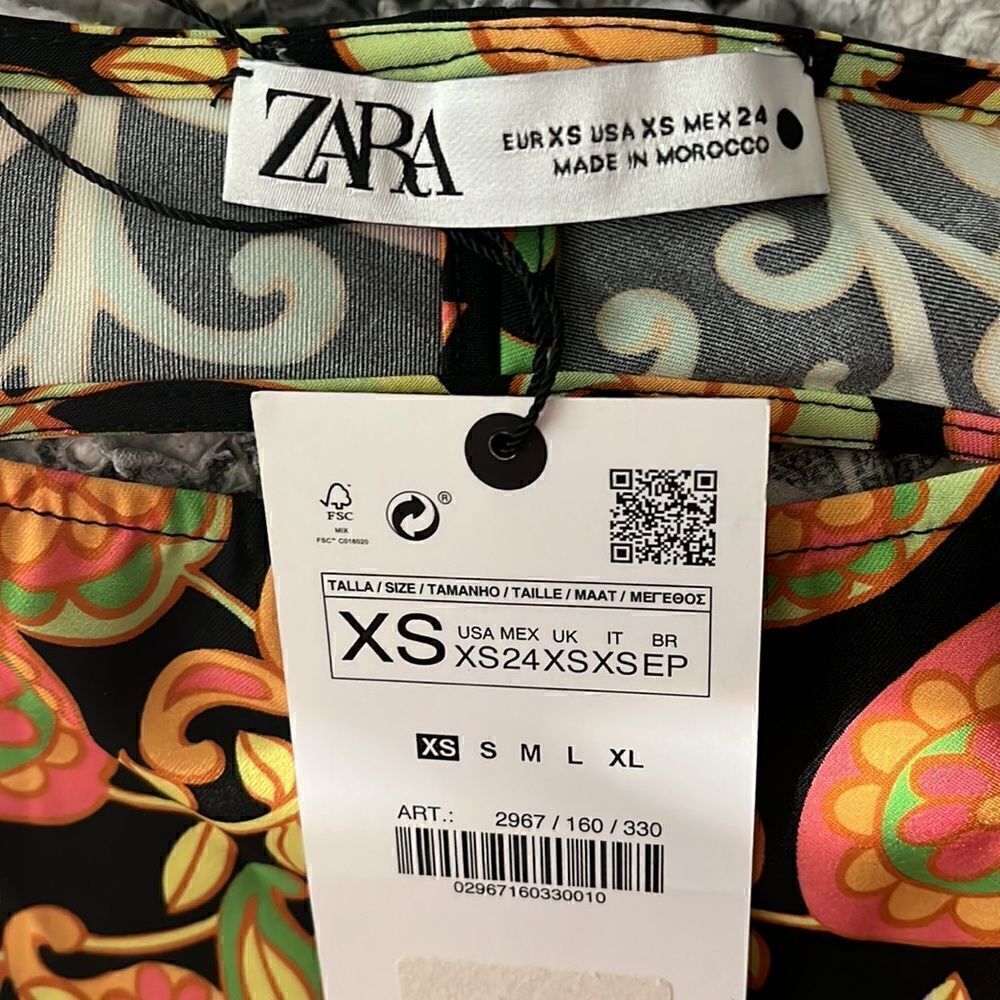 NWT Zara Blogger’s Favorite Long Sleeve Printed Multicolor Open Back Mini Dress - Picture 12 of 12